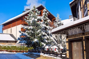 Bulgaristan 'ın Bansko kentindeki Pirin sokak manzarası