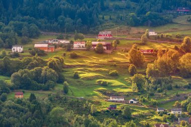 Norveç dağ köyü manzarası