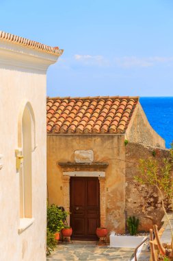 Yunanistan 'ın Mora kentindeki Monemvasia eski evleri