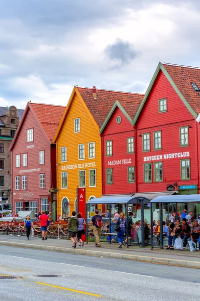 Bergen Norway July 2018 City Street View Bryggen Colorful Traditional — 图库照片