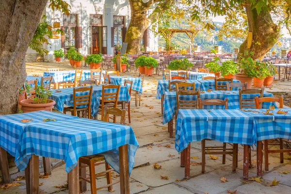 그리스의 Makrinitsa 마에서 전형적인 그리스 선술집 레스토랑 — 스톡 사진
