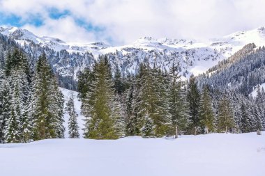 Dağlarda panoramik kış manzarası