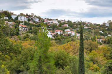 Pelion, Yunanistan köyünün havadan görünümü