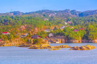 Norveç köyü ve fiyort manzarası