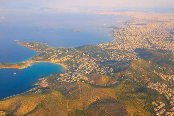 Aerial view of Athens, Greece shot from airplane — Stock Photo, Image