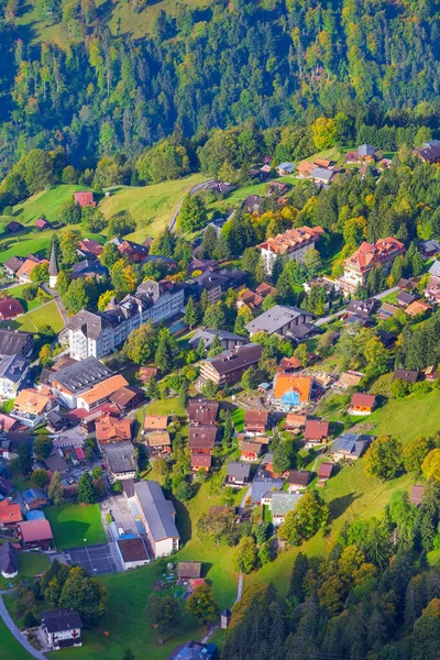 Wengen, Switzerland town aerial autumn view — Stock Photo, Image