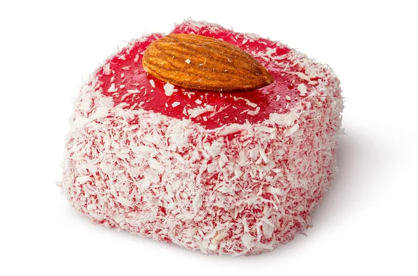 Single Turkish delight with almond nuts — Stock Photo, Image