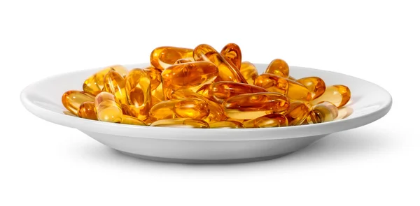 Рыбное масло Omega 3 на тарелке — стоковое фото
