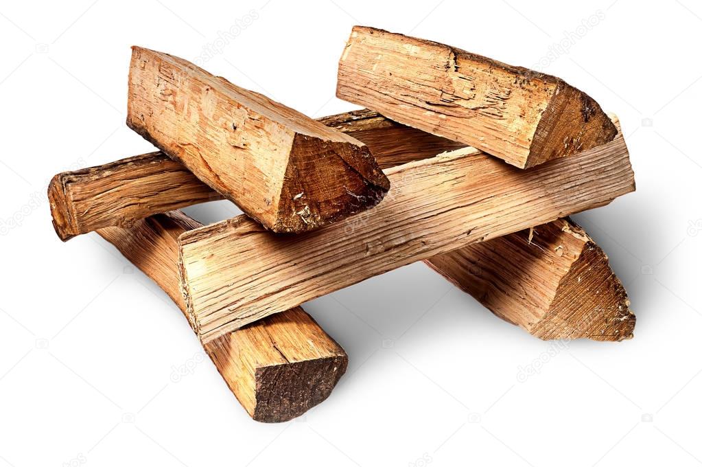 Pile of firewood stacked at each other