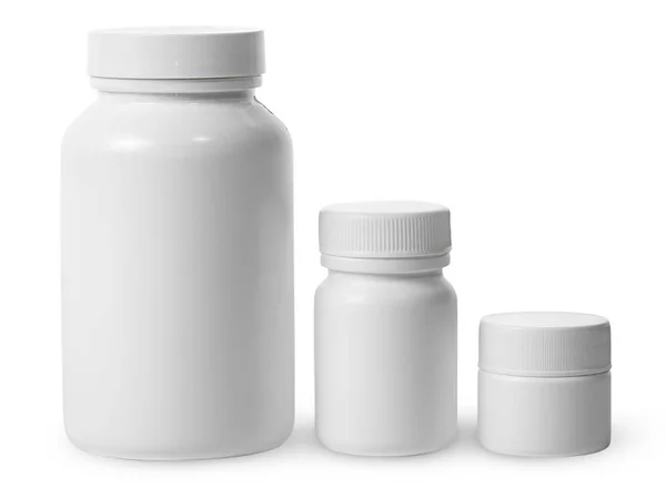 İlaçlar için farklı boyutlarda plastik kavanoz