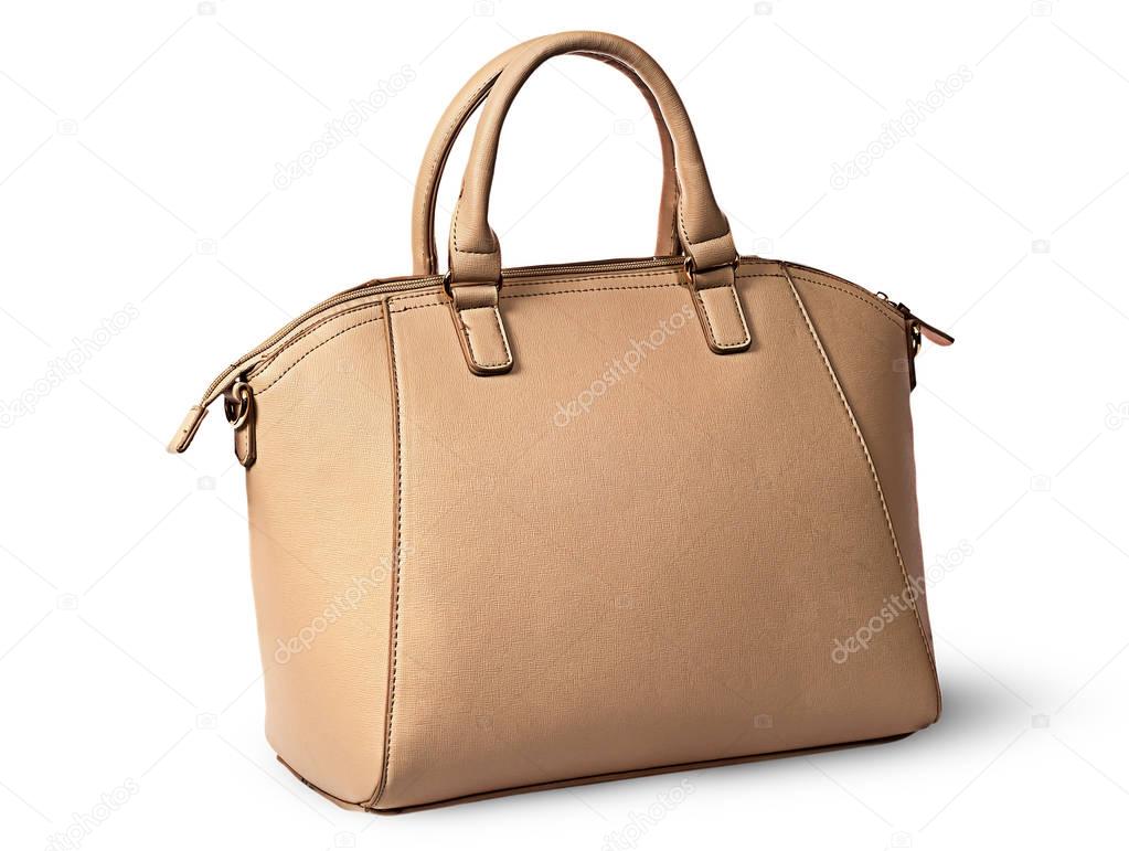 Elegant women beige handbag rotated rear view