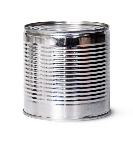 前に銀のブリキ缶 — ストック写真