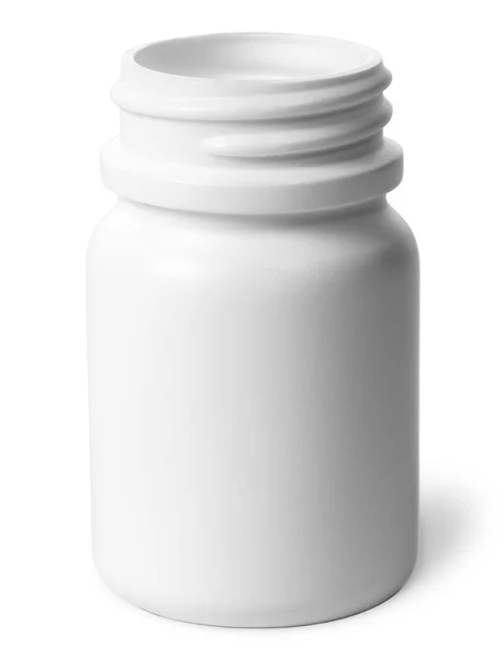 蓋なしの丸薬の 1 つのプラスチック ボトル — ストック写真