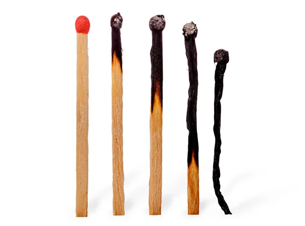 Closeup of several burnt matches — Stock Photo, Image