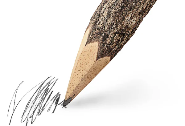 Writing unusual pencil in the form of logs — Stock Photo, Image