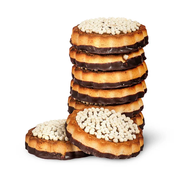 Pila de galletas de chocolate y dos en frente —  Fotos de Stock
