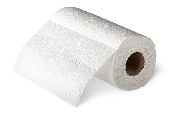 Roll white paper towels horizontally unrolled — Stock Photo, Image