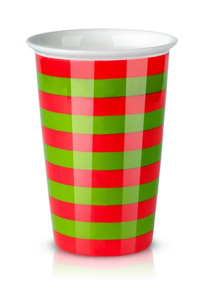 Червона і зелена смугаста чашка без ручки — стокове фото