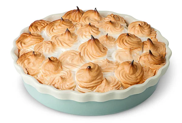 Lemon pie met meringue op schotel — Stockfoto