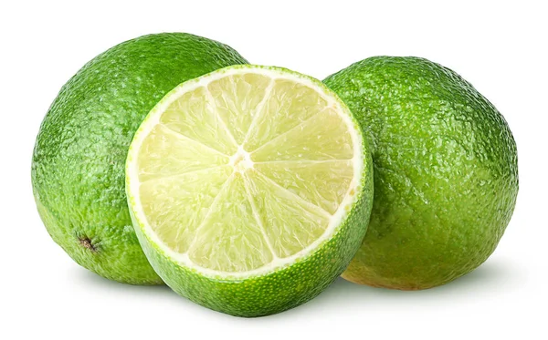 Half and two whole limes — Stock Photo, Image