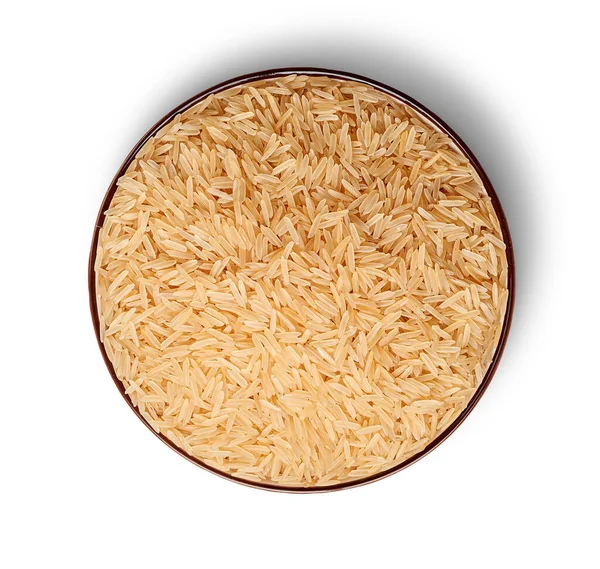 Üst Görünümde Pirinç Beyaz Arkaplanda Izole Edilmiş — Stok fotoğraf