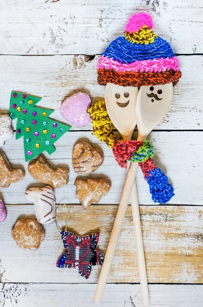 Fondo de Navidad de madera divertida — Foto de Stock