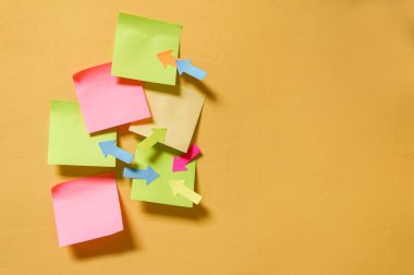 Renkli sopa bir not kağıdına parlak duvar