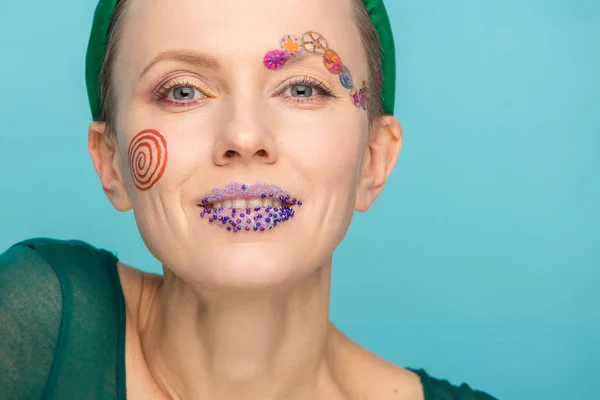 Retrato Mujer Joven Con Maquillaje Arte Concepto Cristal Murano Maquillaje — Foto de Stock