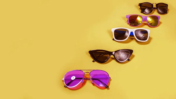 Variety Sunglasses Colorful Background — Stock Photo, Image