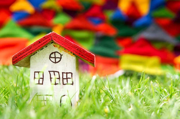 Colorful Houses Color Background Green Grass — Stock Photo, Image