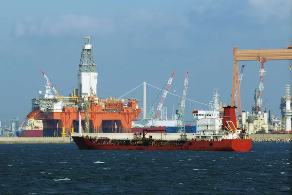 Bygging Oljeplattform Offshore Havnen – stockfoto
