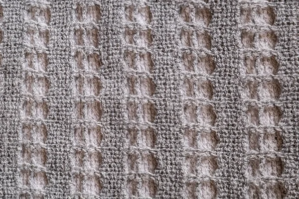 Close up of gray knitted wool texture. — Stock Photo, Image