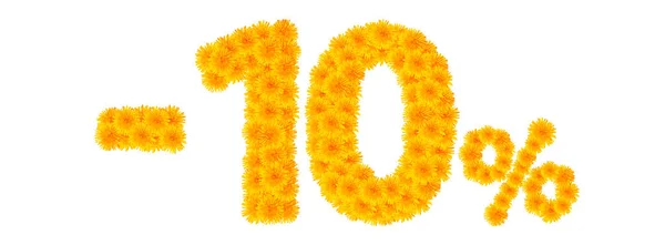 -% 10 sarı dandelions arası rakamları