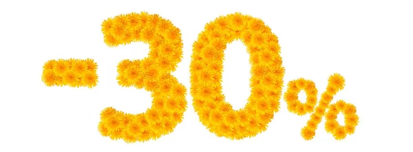 -% 30 sarı dandelions arası rakamları