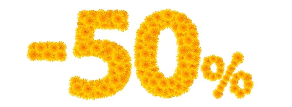 -% 50 sarı dandelions arası rakamları