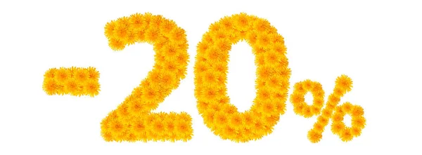 -% 20 sarı dandelions arası rakamları