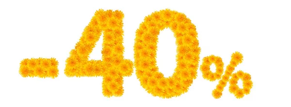 -% 40 sarı dandelions arası rakamları