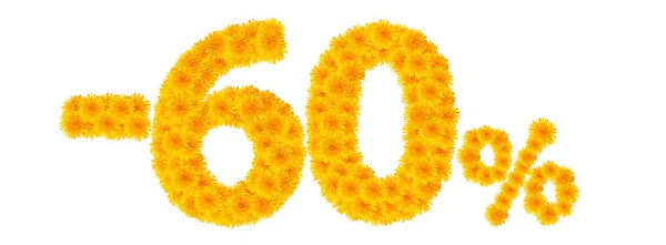 -% 60'ı sarı dandelions arası rakamları