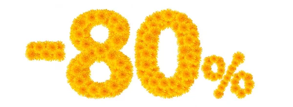 -% 80'i sarı dandelions arası rakamları