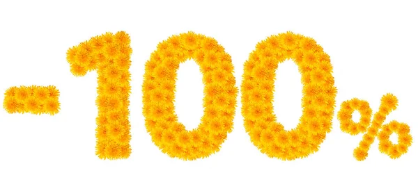 -% 100 sarı dandelions arası rakamları