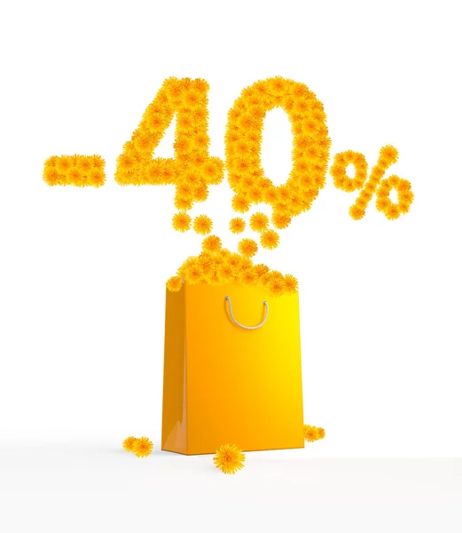 -40% Paquete aislado amarillo con dígitos —  Fotos de Stock