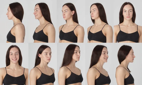 Studio headshot modello femminile istantanee collage — Foto Stock
