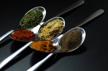 Gümüş kaşık renkli baharat