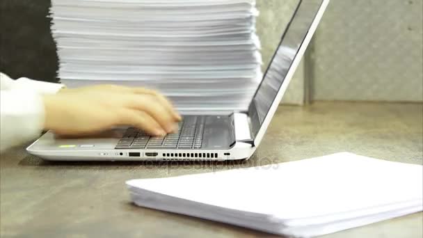 Çalışma kağıtları zaman atlamalı ile laptop — Stok video