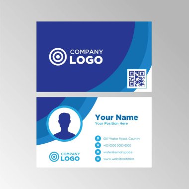 Mavi Dalga Renkli Modern Soyut Düz Kartvizit Şablonu Tasarımı, Profesyonel İş Kartı Düzenleyici