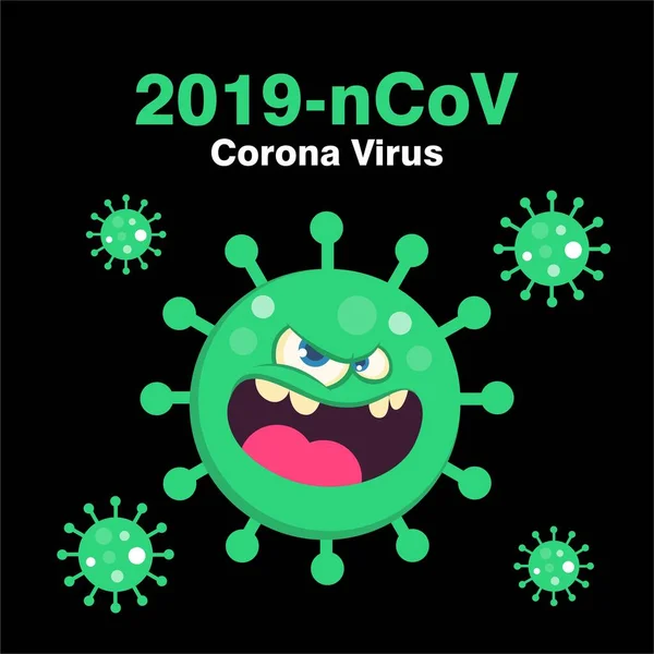 Corona Virus Cartoon Illustration 2019 Ncov Animation Design Template Vector — Stock Vector