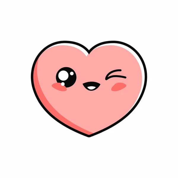 Cartoon Cute Love Character Design Heart Icon Illustration Template Vector — Stock Vector