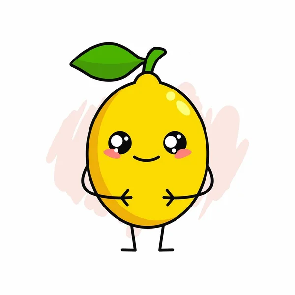 Cartoon Cute Lemon Character Design Lemon Icon Illustration Template Vector - Stok Vektor