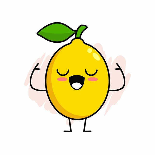 Cartoon Cute Lemon Character Design Lemon Icon Illustration Template Vector — Stockový vektor