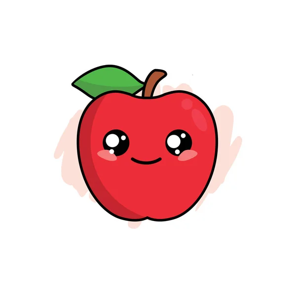 Cartoon Cute Apple Character Design Apple Icon Illustration Template Vector — Stock Vector